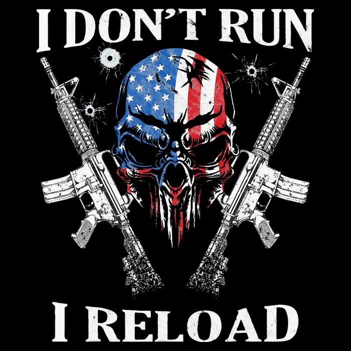 I Dont Run I Reload Gun Rights AR 15 Skull American Flag 16 in Basic Backpack