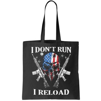I Dont Run I Reload Gun Rights AR 15 Skull American Flag Bag