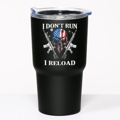 I Dont Run I Reload Gun Rights AR 15 Skull American Flag Tumbler