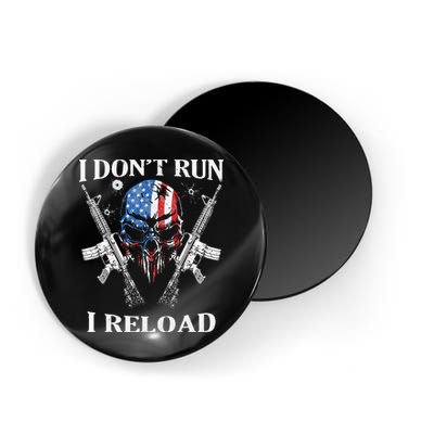 I Dont Run I Reload Gun Rights AR 15 Skull American Flag Magnet