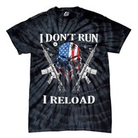 I Dont Run I Reload Gun Rights AR 15 Skull American Flag Tie-Dye T-Shirt