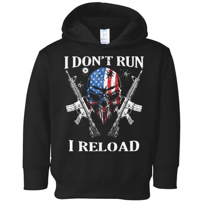 I Dont Run I Reload Gun Rights AR 15 Skull American Flag Toddler Hoodie
