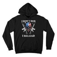 I Dont Run I Reload Gun Rights AR 15 Skull American Flag Tall Hoodie