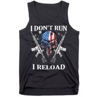 I Dont Run I Reload Gun Rights AR 15 Skull American Flag Tank Top