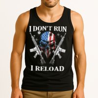 I Dont Run I Reload Gun Rights AR 15 Skull American Flag Tank Top