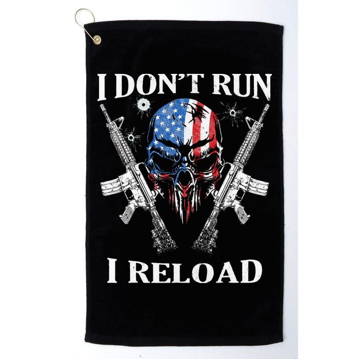 I Dont Run I Reload Gun Rights AR 15 Skull American Flag Golf Towel