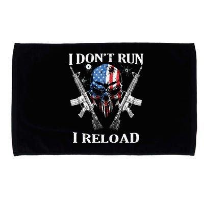 I Dont Run I Reload Gun Rights AR 15 Skull American Flag Microfiber Hand Towel