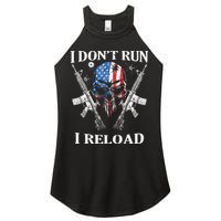 I Dont Run I Reload Gun Rights AR 15 Skull American Flag Women's Perfect Tri Rocker Tank