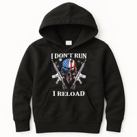 I Dont Run I Reload Gun Rights AR 15 Skull American Flag Kids Hoodie