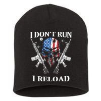 I Dont Run I Reload Gun Rights AR 15 Skull American Flag Short Acrylic Beanie