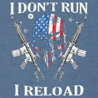 I Dont Run I Reload Gun Rights AR 15 Skull American Flag Garment-Dyed Sweatshirt