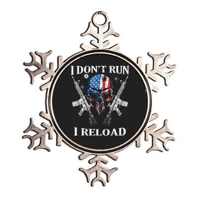 I DonT Run I Reload Gun Rights Ar15 Skull American Flag Metallic Star Ornament