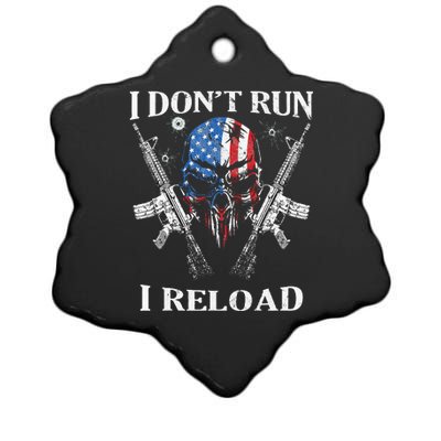 I DonT Run I Reload Gun Rights Ar15 Skull American Flag Ceramic Star Ornament