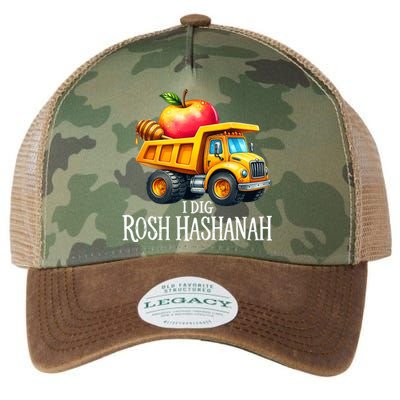 I Dig Rosh Hashanah Dump Truck Apples Honey Jewish New Year Legacy Tie Dye Trucker Hat