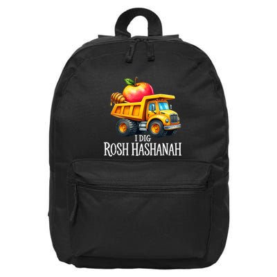 I Dig Rosh Hashanah Dump Truck Apples Honey Jewish New Year 16 in Basic Backpack