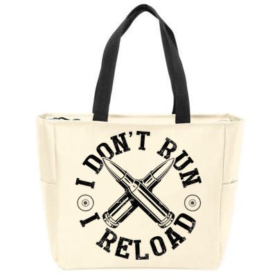I DonT Run I Reload Gun Rights American Flag Patriots Back Zip Tote Bag