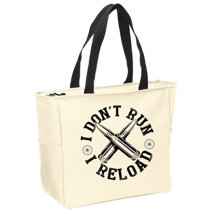 I DonT Run I Reload Gun Rights American Flag Patriots Back Zip Tote Bag