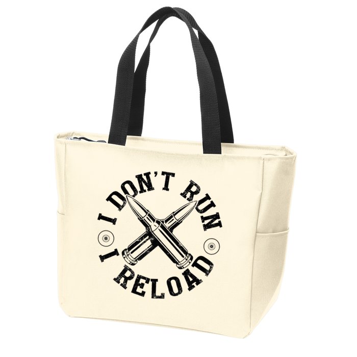 I DonT Run I Reload Gun Rights American Flag Patriots Back Zip Tote Bag