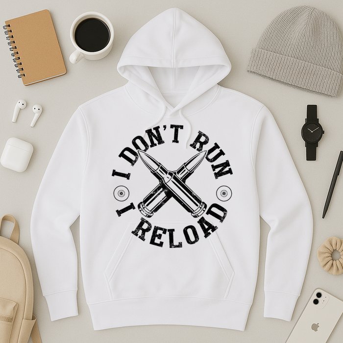 I DonT Run I Reload Gun Rights American Flag Patriots Back Hoodie