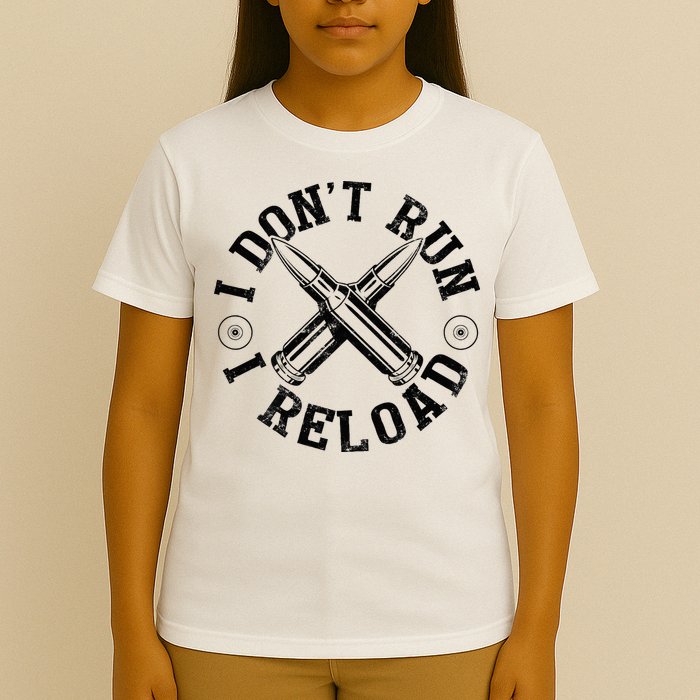 I DonT Run I Reload Gun Rights American Flag Patriots Back T-Shirt