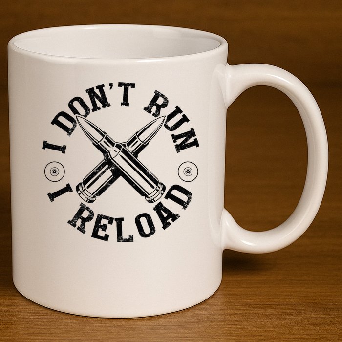 I DonT Run I Reload Gun Rights American Flag Patriots Back 11oz C Handle Ceramic Mug