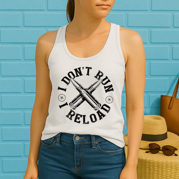 I DonT Run I Reload Gun Rights American Flag Patriots Back Womens Tank Top