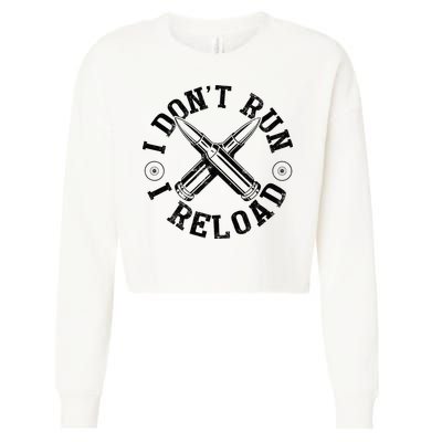 I DonT Run I Reload Gun Rights American Flag Patriots Back Cropped Pullover Crew