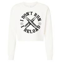 I DonT Run I Reload Gun Rights American Flag Patriots Back Cropped Pullover Crew