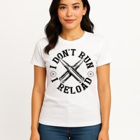 I DonT Run I Reload Gun Rights American Flag Patriots Back Womens T-Shirt