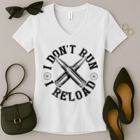 I DonT Run I Reload Gun Rights American Flag Patriots Back Women's V-Neck T-Shirt