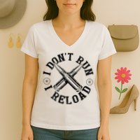 I DonT Run I Reload Gun Rights American Flag Patriots Back Women's V-Neck T-Shirt