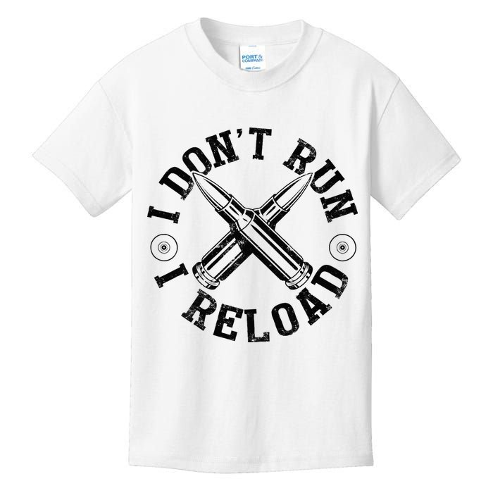 I DonT Run I Reload Gun Rights American Flag Patriots Back Kids T-Shirt