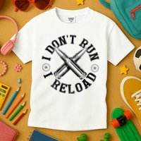 I DonT Run I Reload Gun Rights American Flag Patriots Back Kids T-Shirt