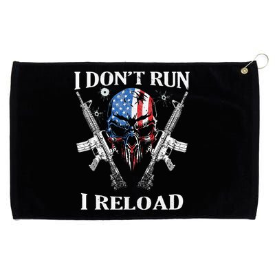 I don't Run I Reload Gun Rights AR 15 Skull American Flag Grommeted Golf Towel