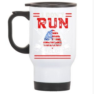 I Dont Run I Reload Patriotic American Flag And Eagle Gift Stainless Steel Travel Mug