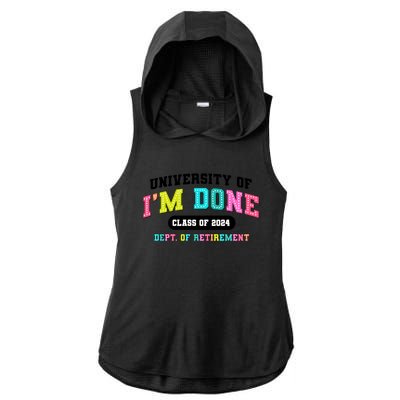 IM Done Retirement University Class Of 2024 Ladies PosiCharge Tri-Blend Wicking Draft Hoodie Tank