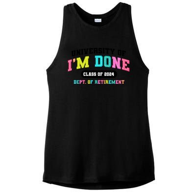 IM Done Retirement University Class Of 2024 Ladies PosiCharge Tri-Blend Wicking Tank