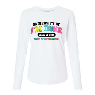 IM Done Retirement University Class Of 2024 Womens Cotton Relaxed Long Sleeve T-Shirt