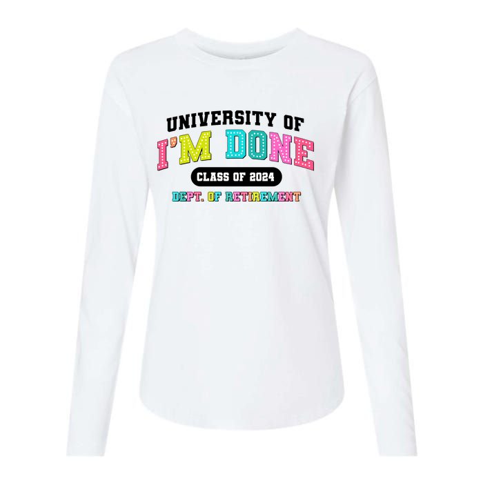 IM Done Retirement University Class Of 2024 Womens Cotton Relaxed Long Sleeve T-Shirt