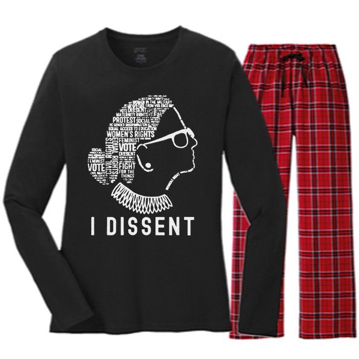 I Dissent Rbg Vote Rights Women's Long Sleeve Flannel Pajama Set 