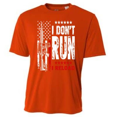 I Dont Run I Reload Vintage American Flag Funny Patriotic Cool Gift Cooling Performance Crew T-Shirt