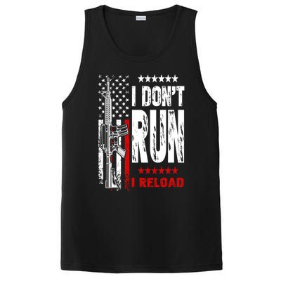 I Dont Run I Reload Vintage American Flag Funny Patriotic Cool Gift PosiCharge Competitor Tank