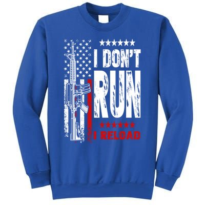 I Dont Run I Reload Vintage American Flag Funny Patriotic Cool Gift Sweatshirt