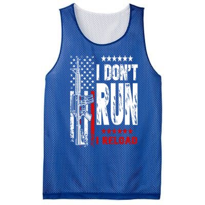 I Dont Run I Reload Vintage American Flag Funny Patriotic Cool Gift Mesh Reversible Basketball Jersey Tank