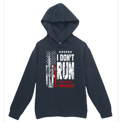 I Dont Run I Reload Vintage American Flag Funny Patriotic Cool Gift Urban Pullover Hoodie