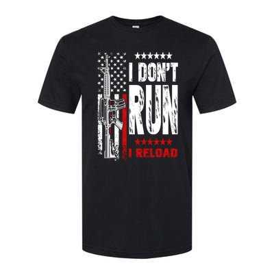 I Dont Run I Reload Vintage American Flag Funny Patriotic Cool Gift Softstyle CVC T-Shirt