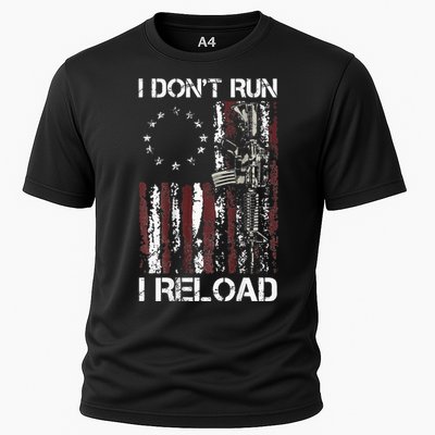 I Dont Run I Reload Gun American Flag Patriots Cooling Performance Crew T-Shirt