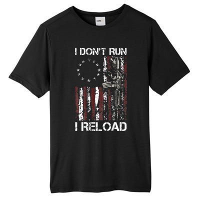 I Dont Run I Reload Gun American Flag Patriots Tall Fusion ChromaSoft Performance T-Shirt