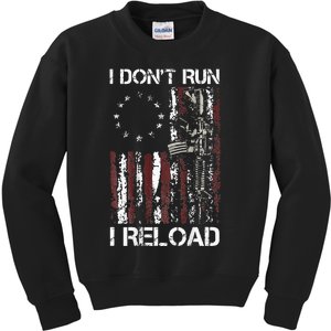 I Dont Run I Reload Gun American Flag Patriots Kids Sweatshirt