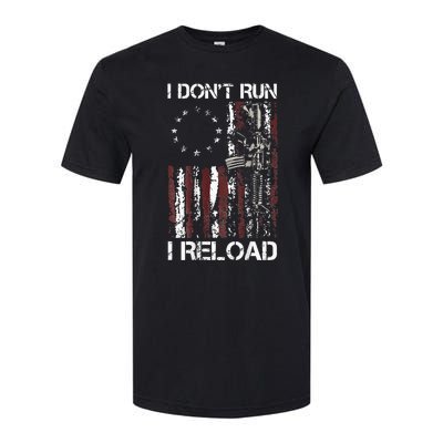 I Dont Run I Reload Gun American Flag Patriots Softstyle CVC T-Shirt